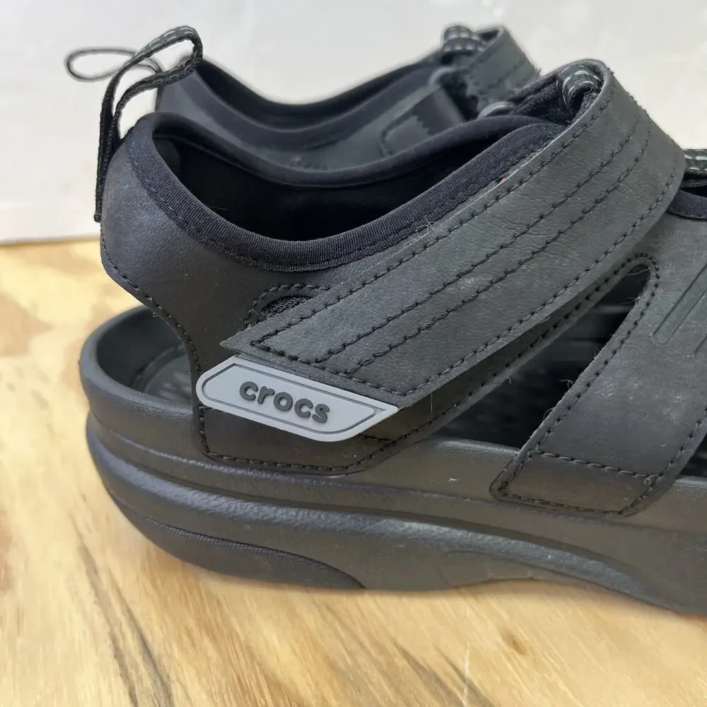 Crocs Yukon Fisherman Sandals 209875 Black Outdoor Water Mens Size 9